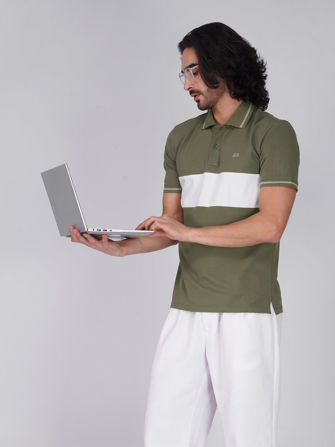 Men's Organic Olive Green Cotton Polo T-Shirt with Anti Stain, Anti Microbial Protection.