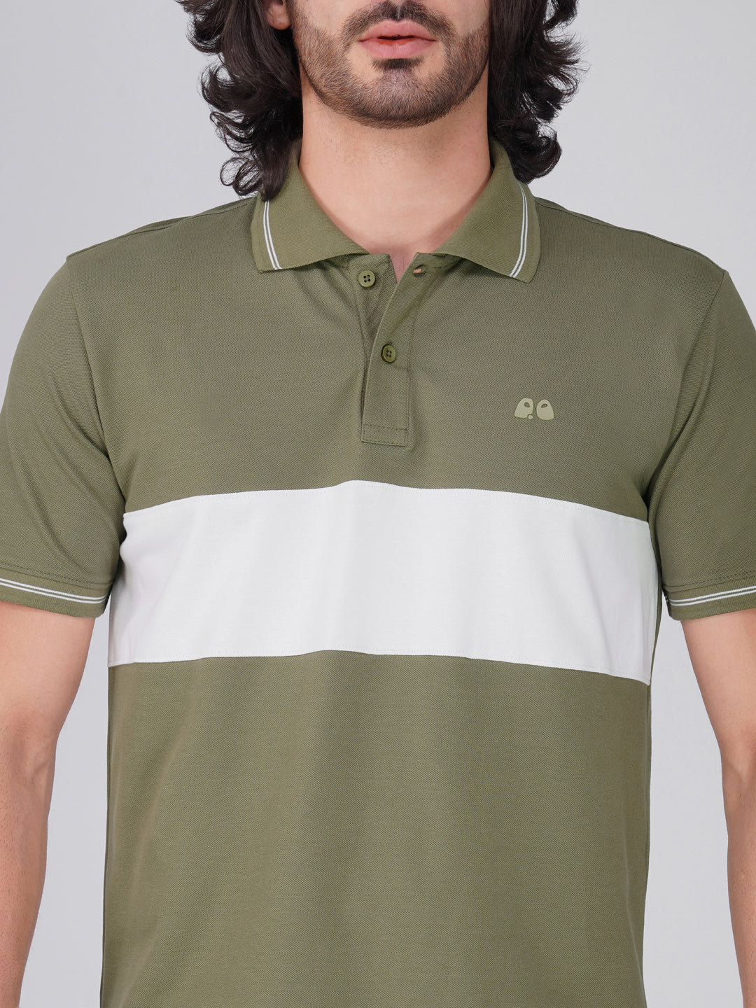 Men's Organic Olive Green Cotton Polo T-Shirt with Anti Stain, Anti Microbial Protection.