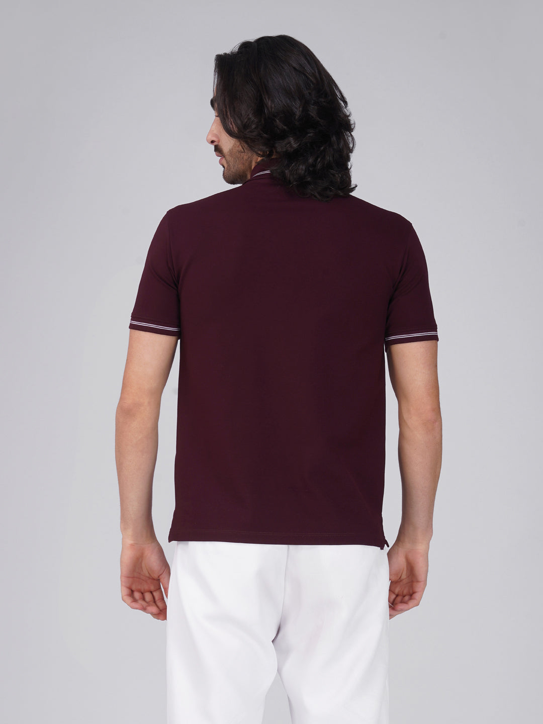 Men Wine Printed Anti-Stain Anti-Odor Cotton Polo T-Shirt