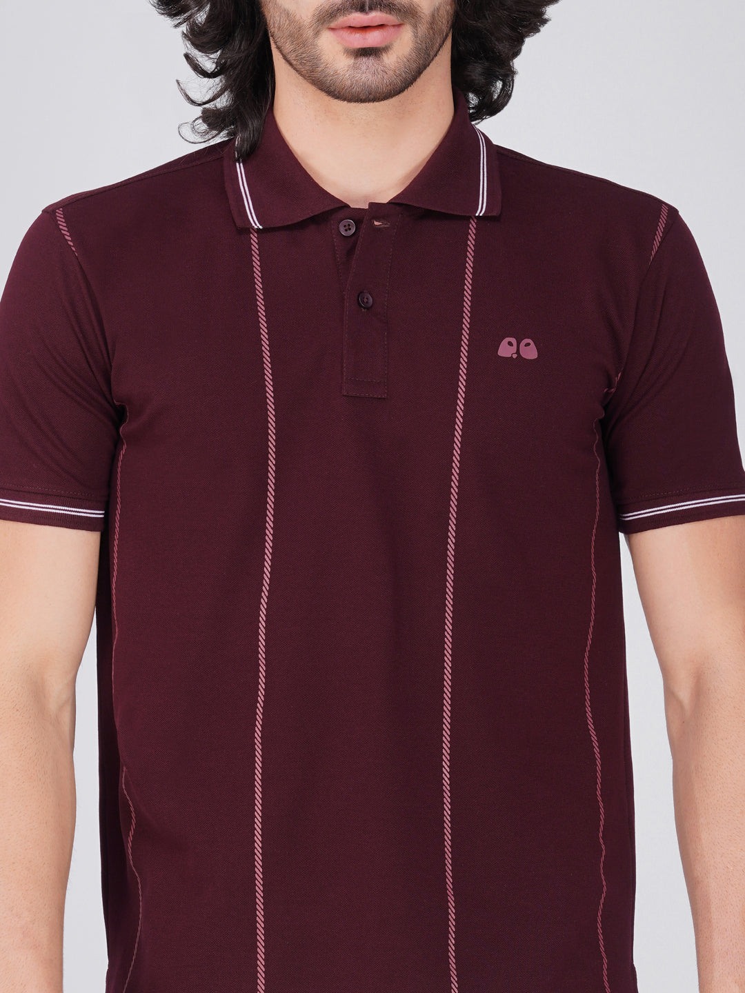 Men Wine Printed Anti-Stain Anti-Odor Cotton Polo T-Shirt