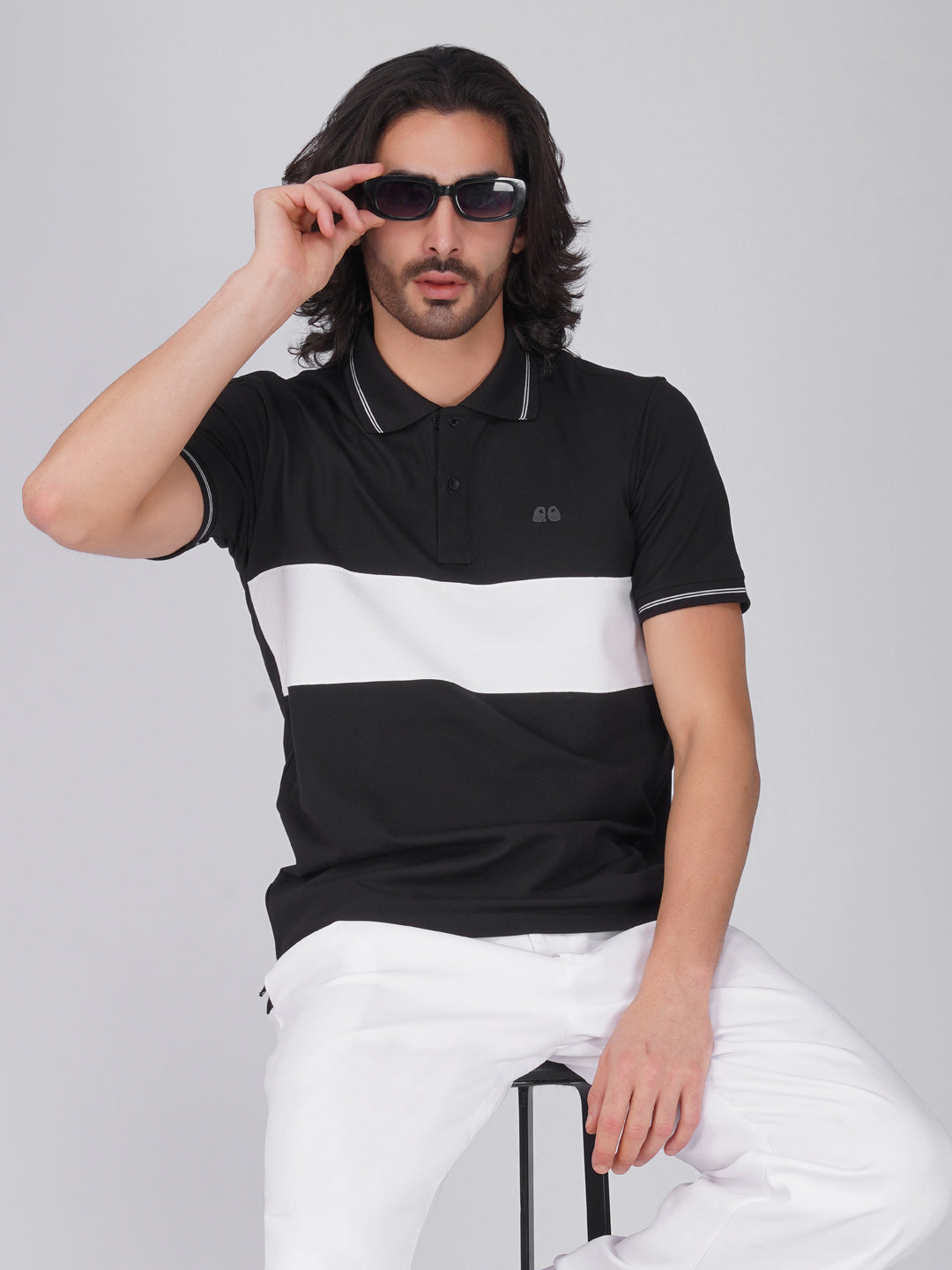 Men's  - Black Organic Cotton Polo T-Shirt with Anti Stain, Anti-Microbial Protection.