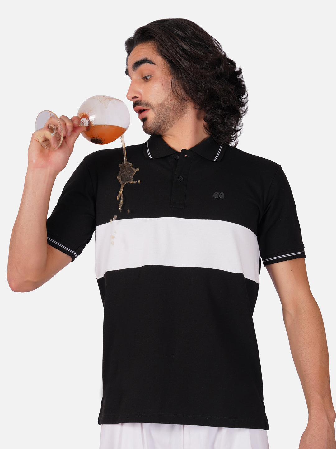 Men's  - Black Organic Cotton Polo T-Shirt with Anti Stain, Anti-Microbial Protection.