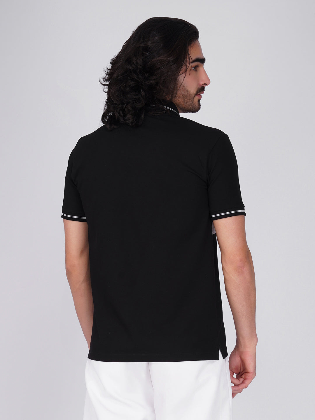 Men's  - Black Organic Cotton Polo T-Shirt with Anti Stain, Anti-Microbial Protection.