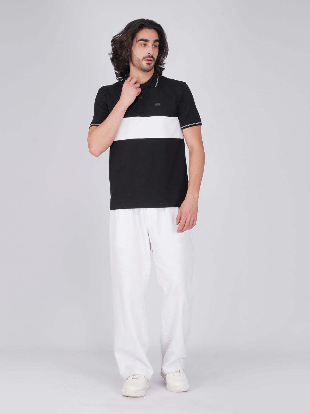 Men's  - Black Organic Cotton Polo T-Shirt with Anti Stain, Anti-Microbial Protection.