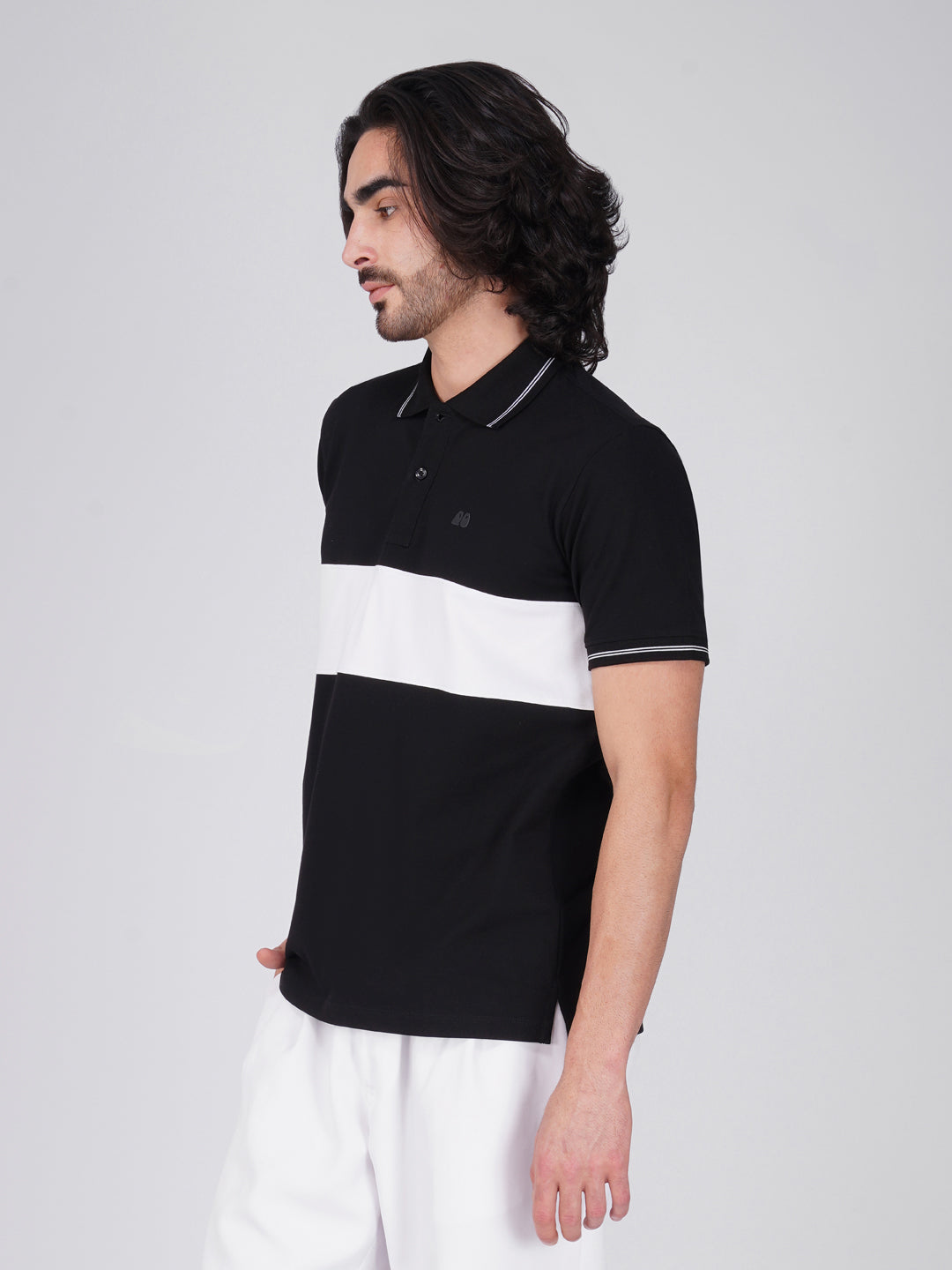 Men's  - Black Organic Cotton Polo T-Shirt with Anti Stain, Anti-Microbial Protection.