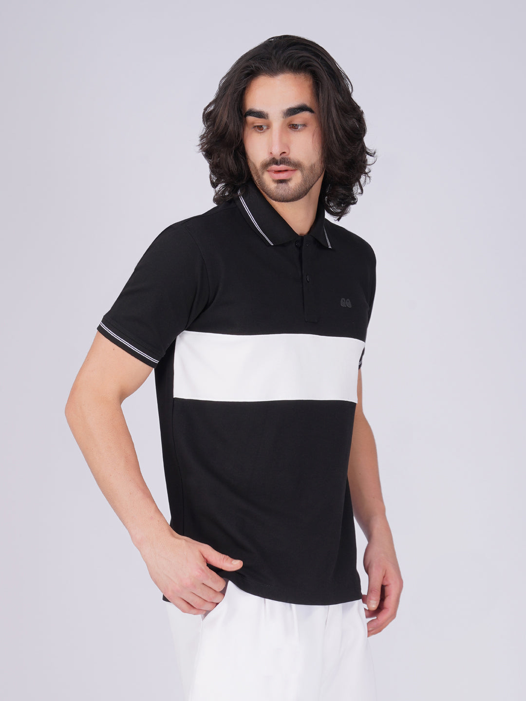 Men's  - Black Organic Cotton Polo T-Shirt with Anti Stain, Anti-Microbial Protection.