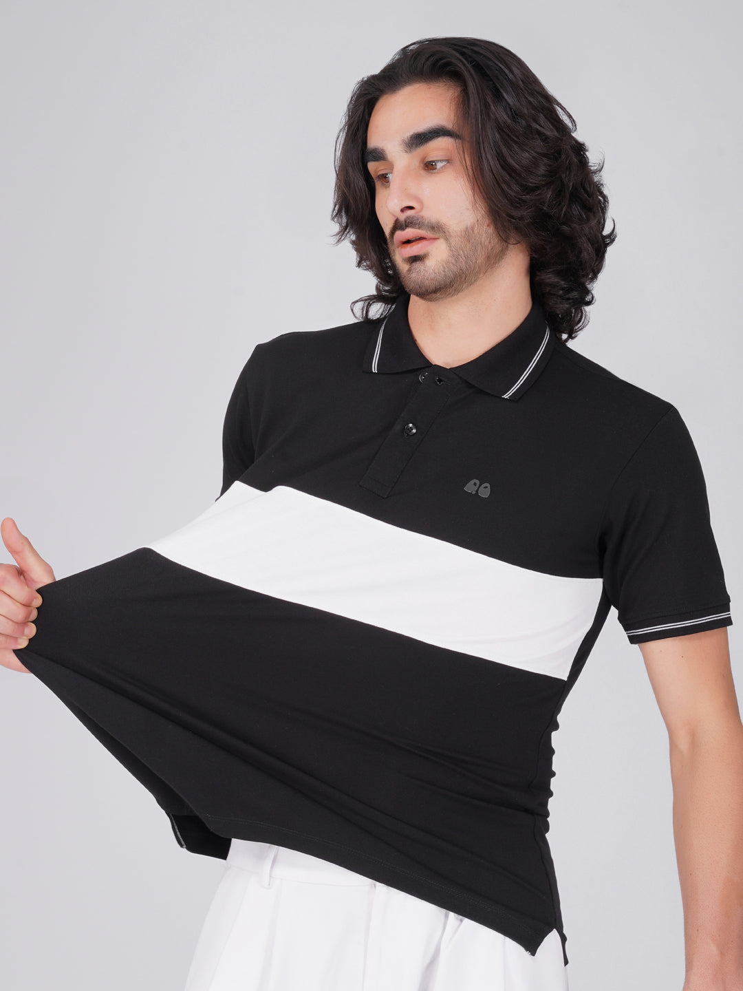 Men's  - Black Organic Cotton Polo T-Shirt with Anti Stain, Anti-Microbial Protection.