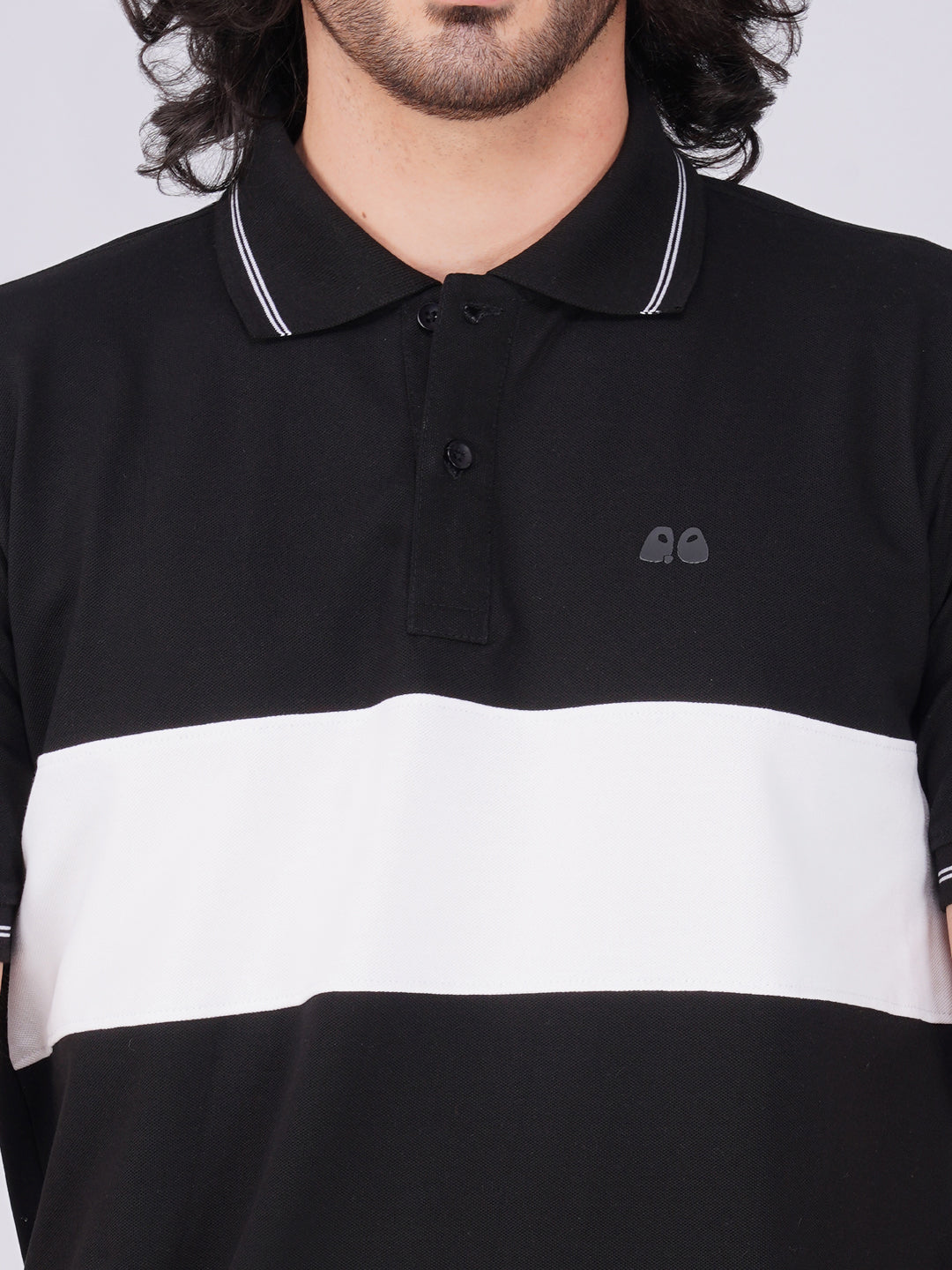 Men's  - Black Organic Cotton Polo T-Shirt with Anti Stain, Anti-Microbial Protection.