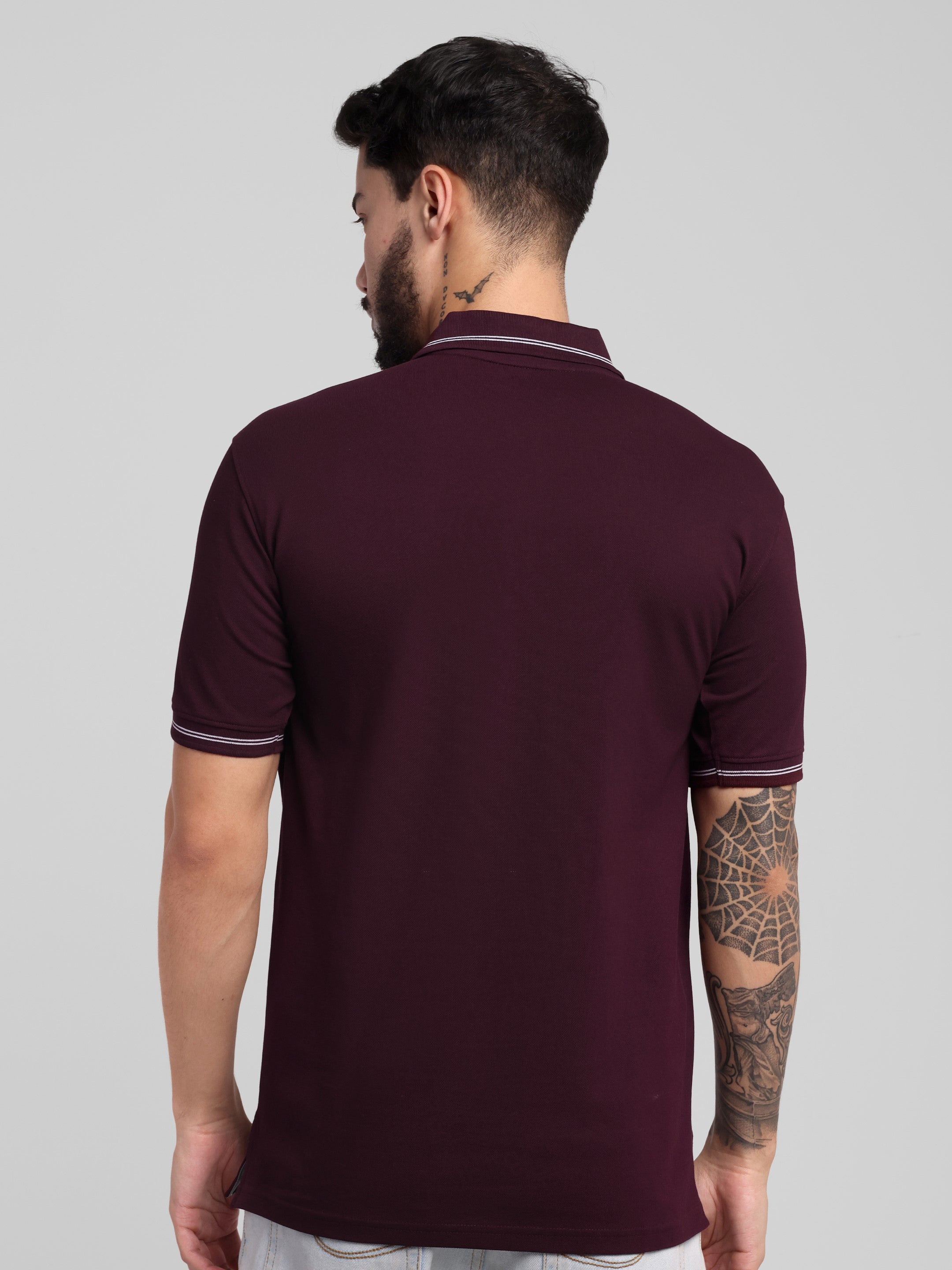 Men's Wine Anti-Stain Anti-Odor Cotton Polo T-Shirt