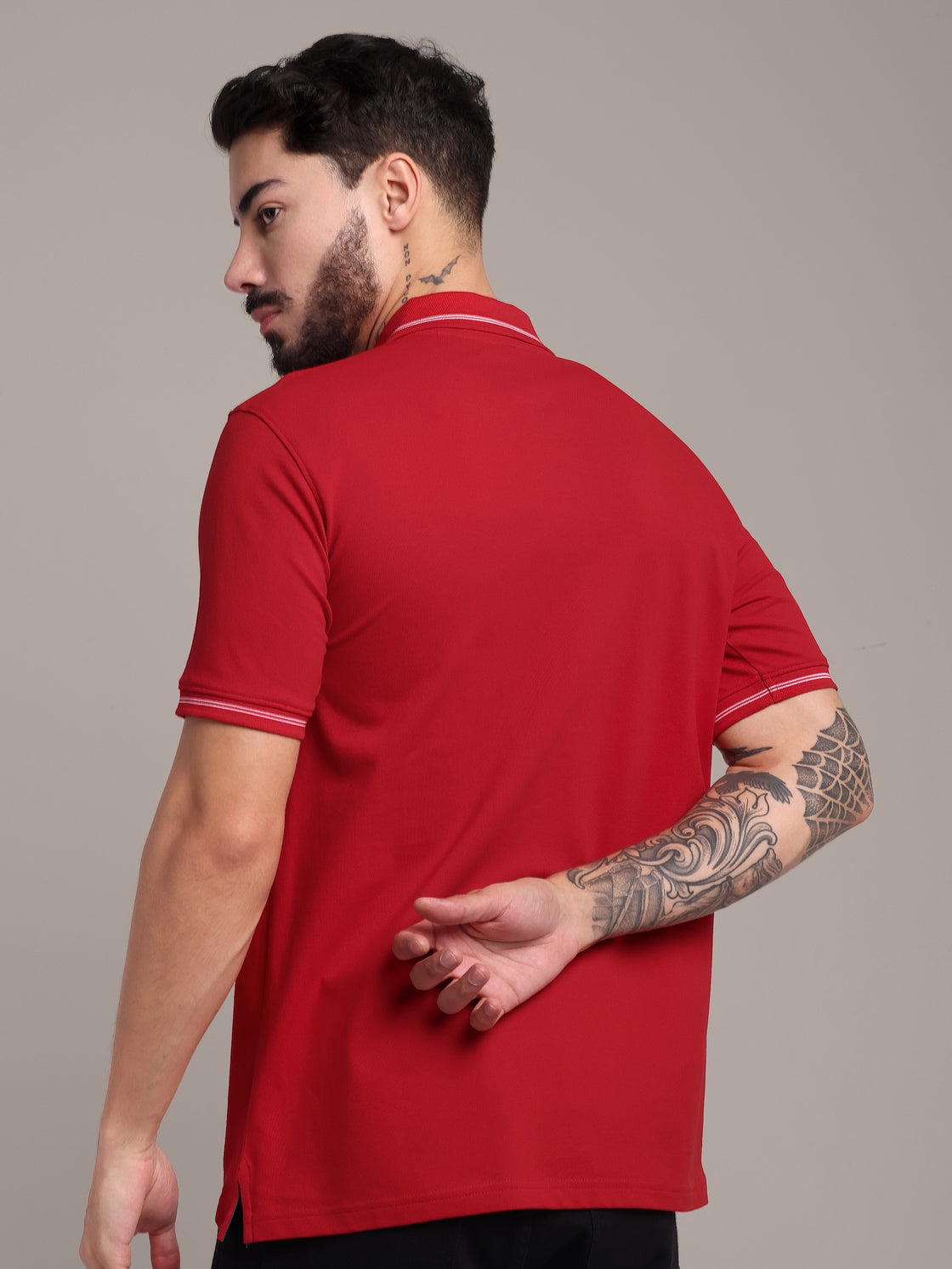 Men's Red Anti-Stain Cotton Polo T-Shirt