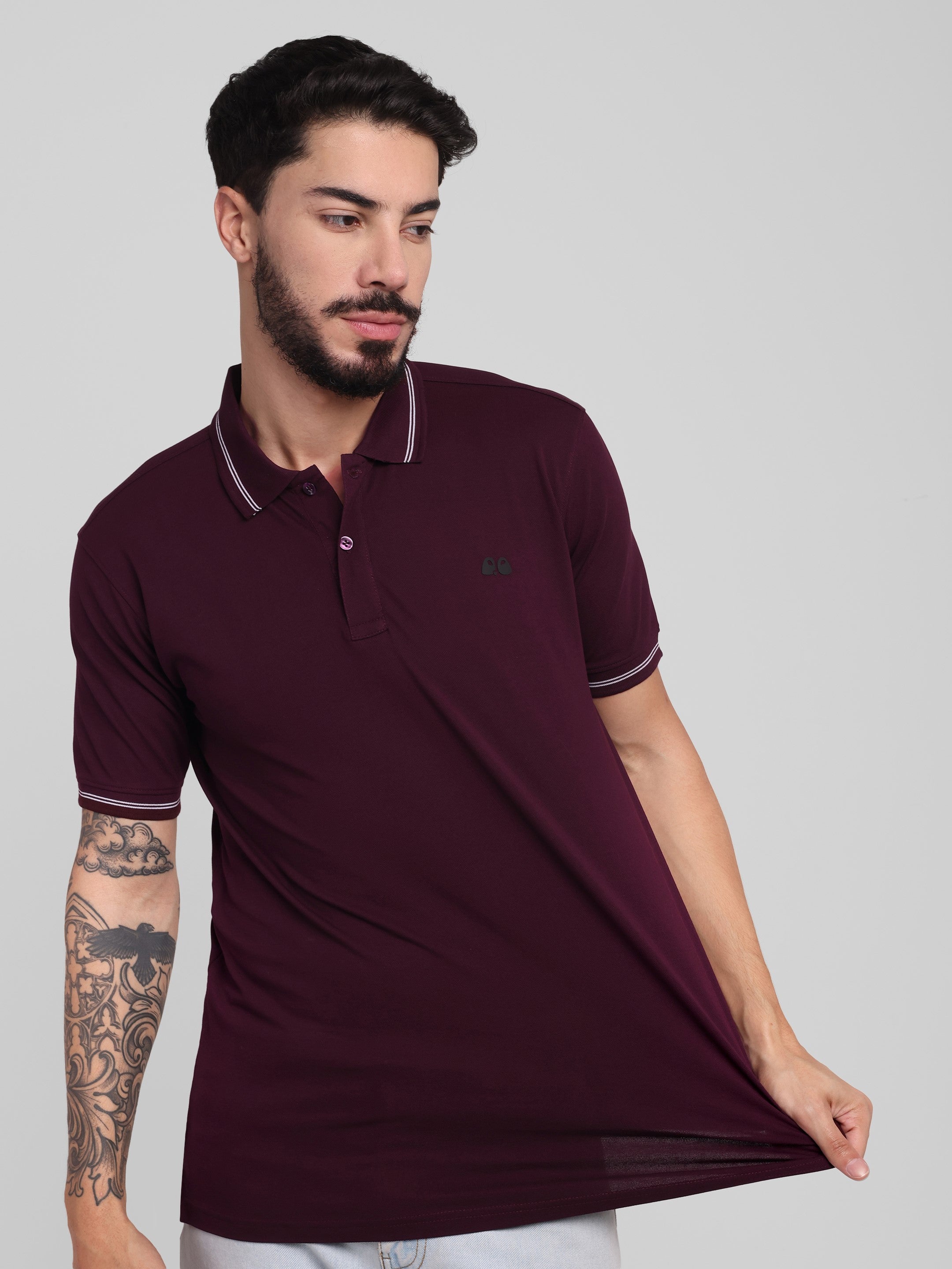 Men's Wine Anti-Stain Anti-Odor Cotton Polo T-Shirt