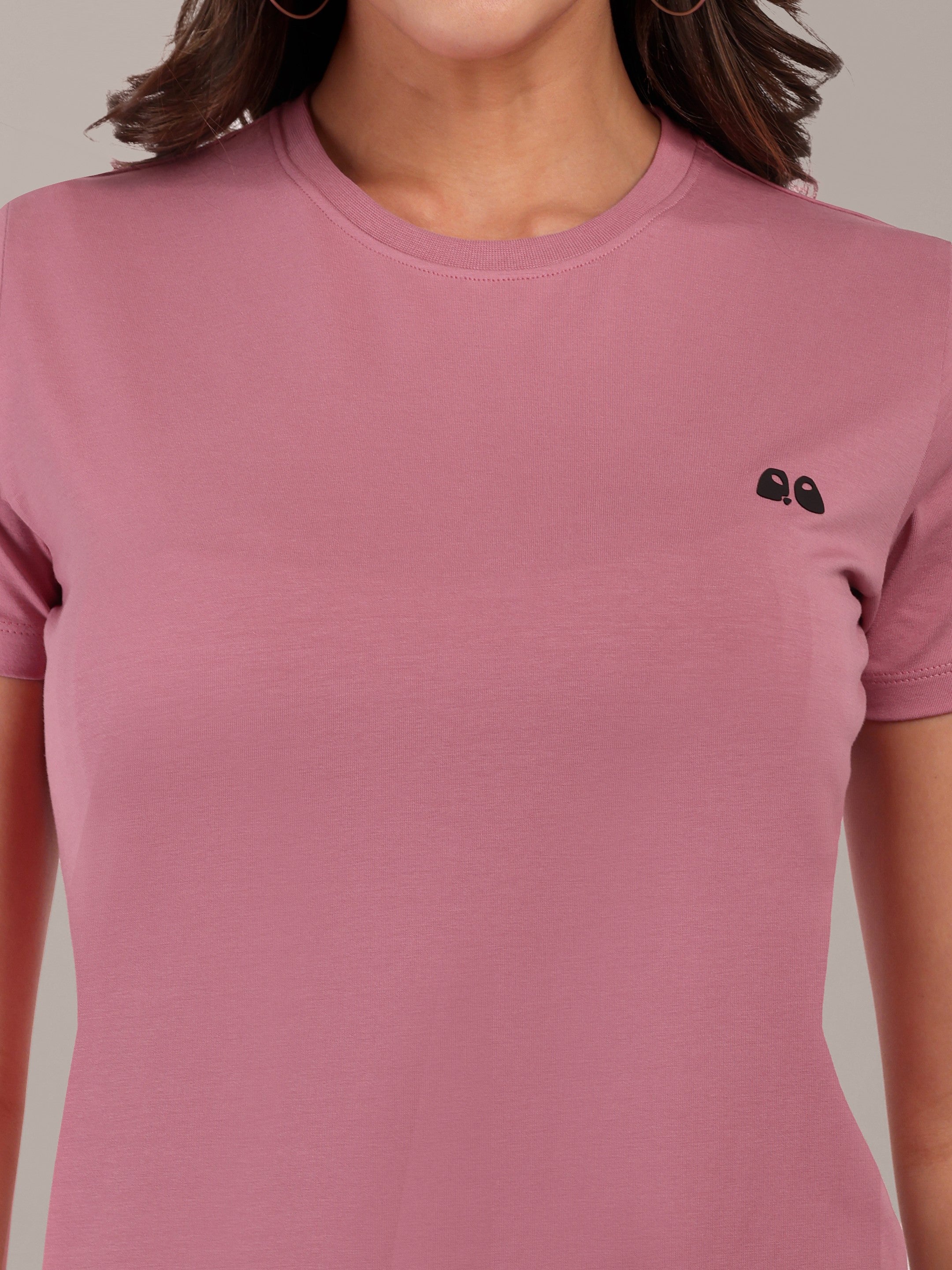Woman Rose Anti-Stain Cotton Round-Neck T-Shirt