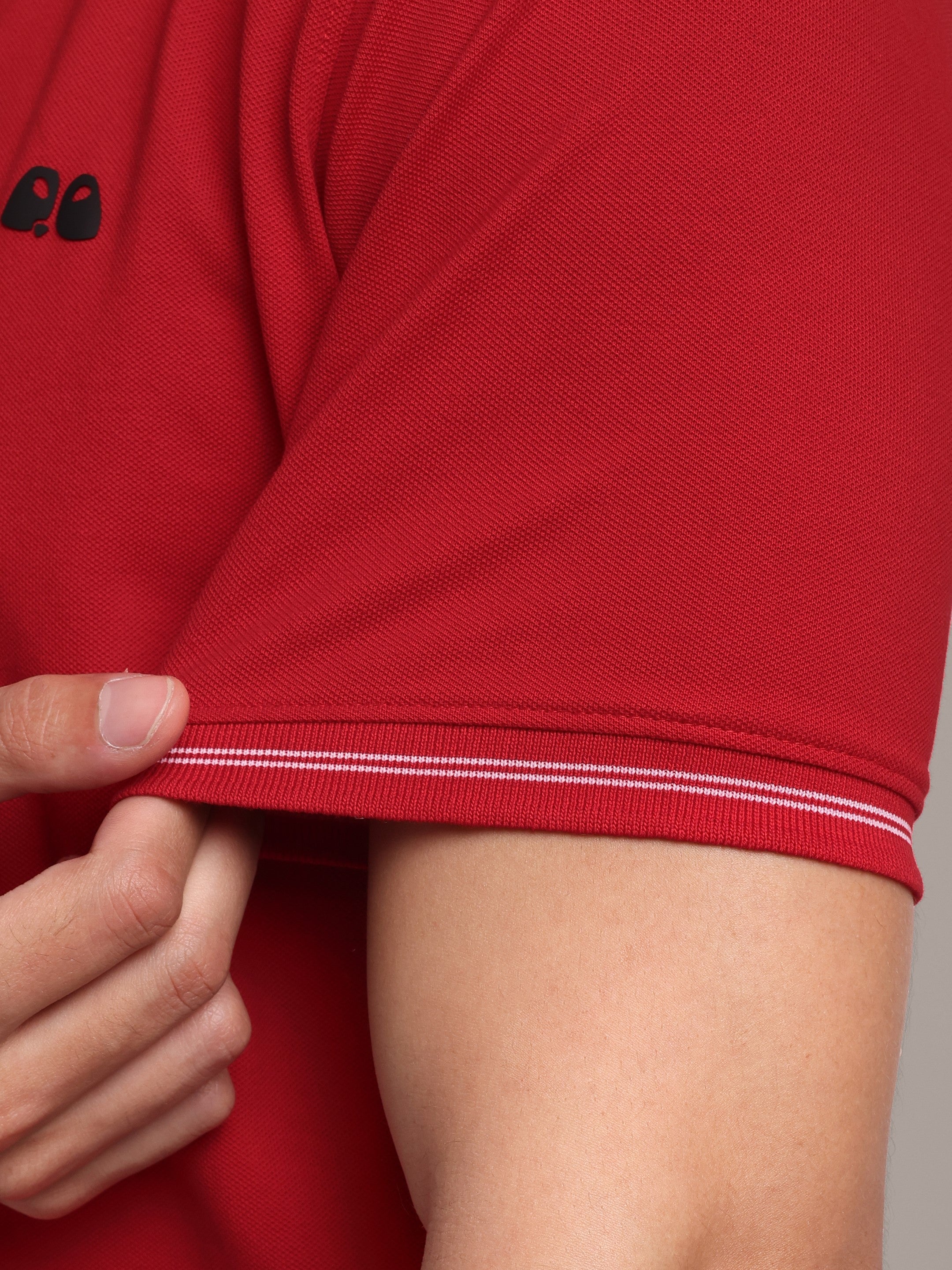 Men's Red Anti-Stain Cotton Polo T-Shirt