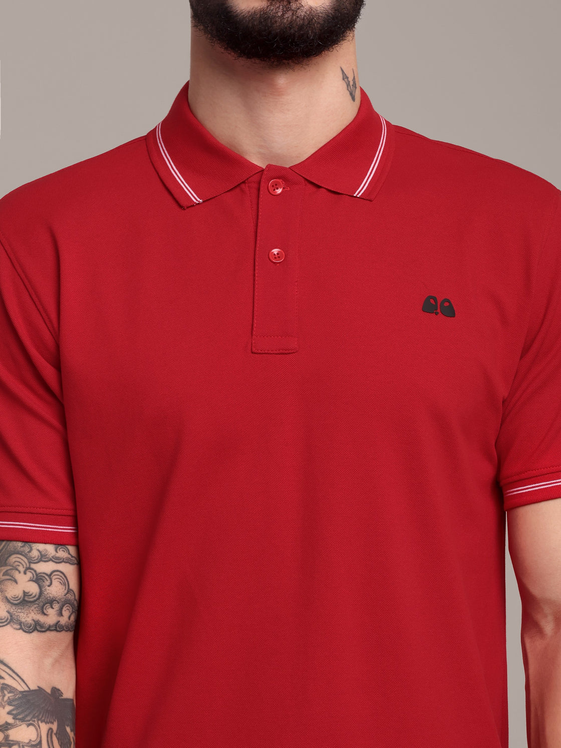 Men's Red Anti-Stain Cotton Polo T-Shirt