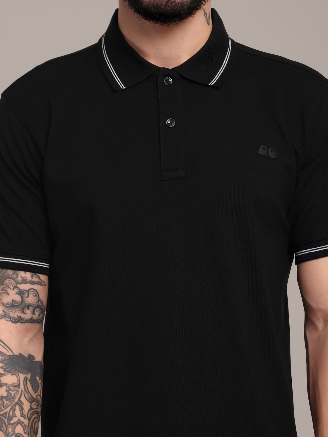 Men's Black Anti-Stain Cotton Polo T-Shirt