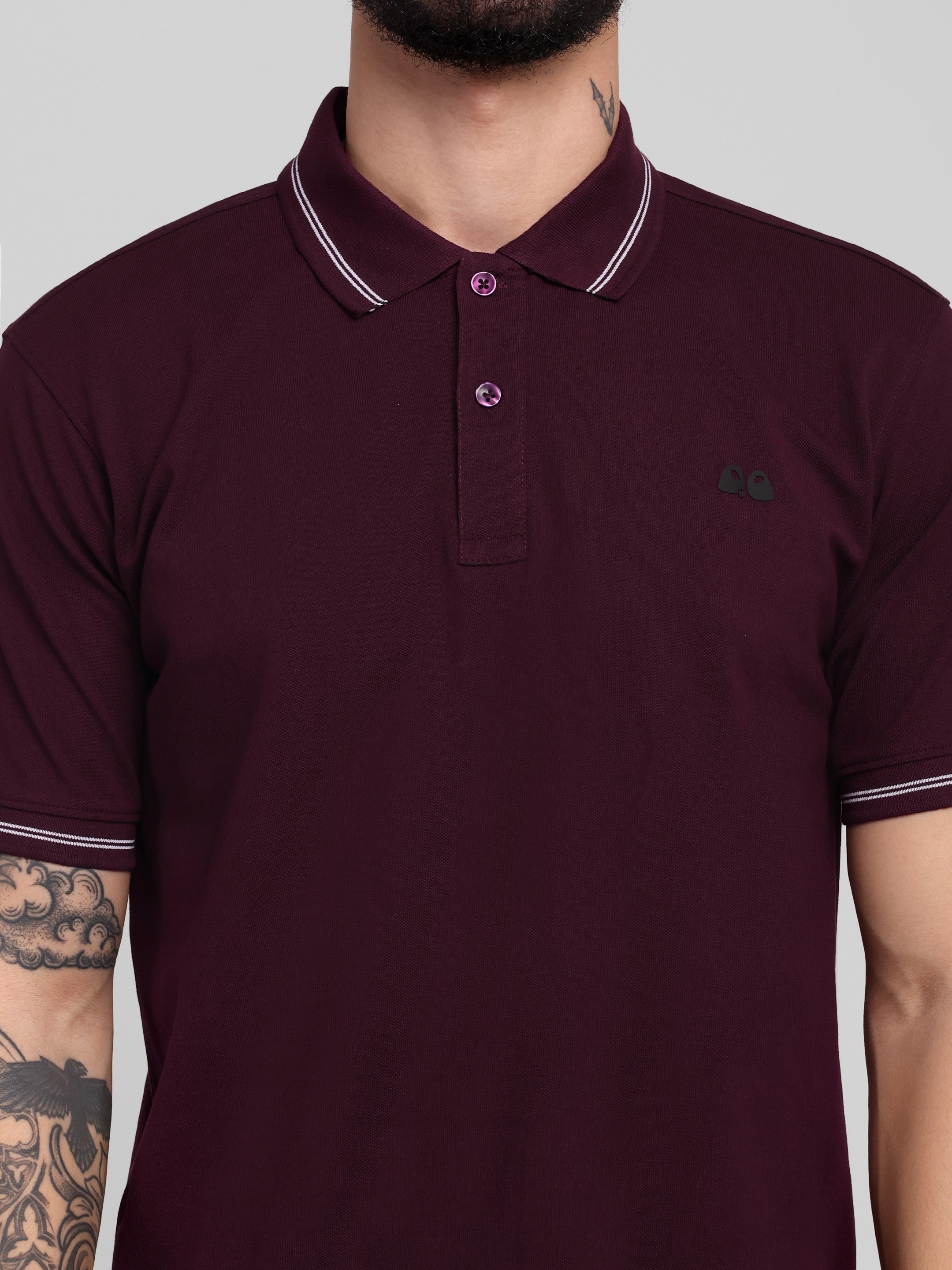 Men's Wine Anti-Stain Anti-Odor Cotton Polo T-Shirt