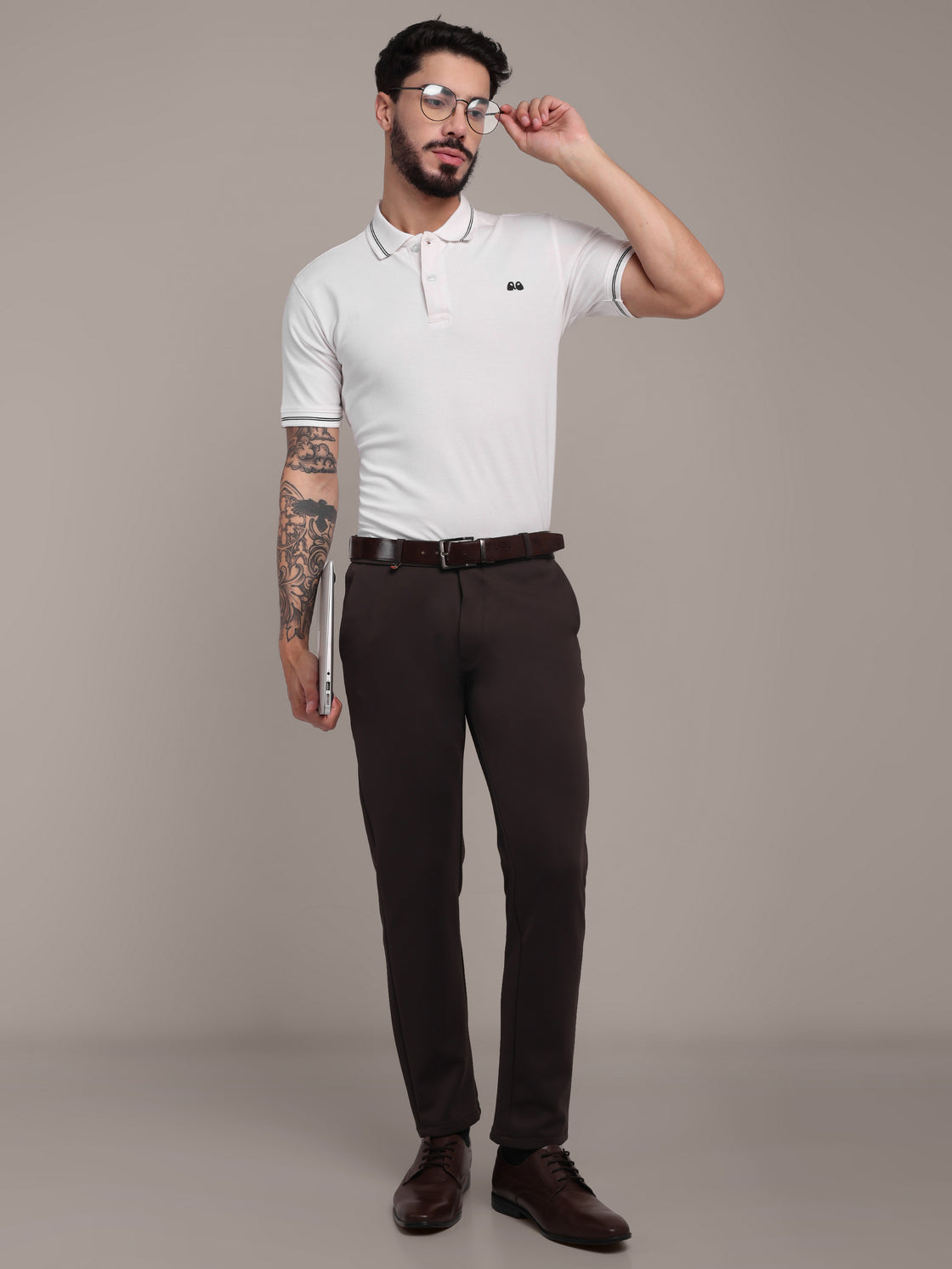 Men's White Anti-Stain Cotton Polo T-Shirt