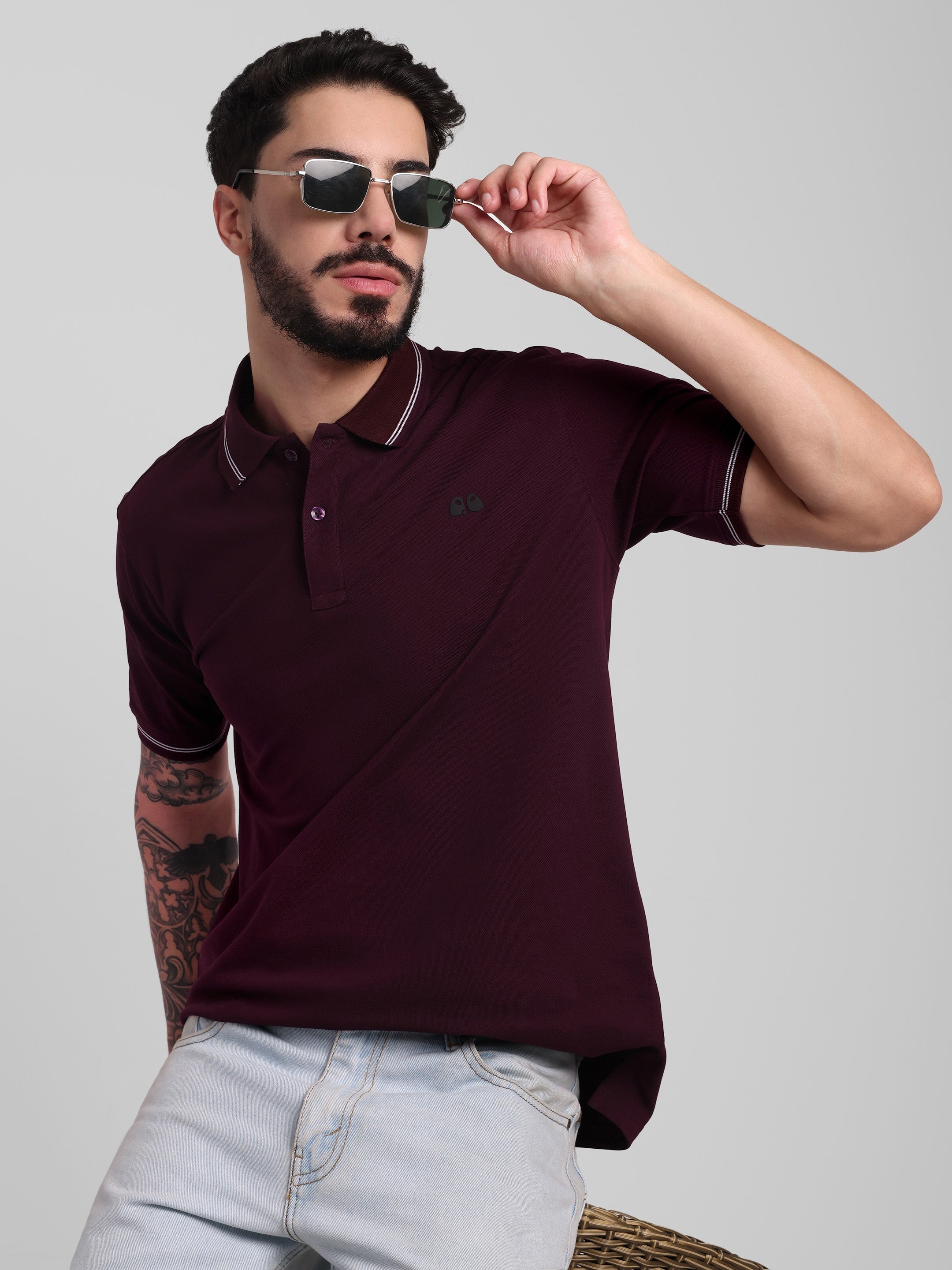 Men's Wine Anti-Stain Anti-Odor Cotton Polo T-Shirt