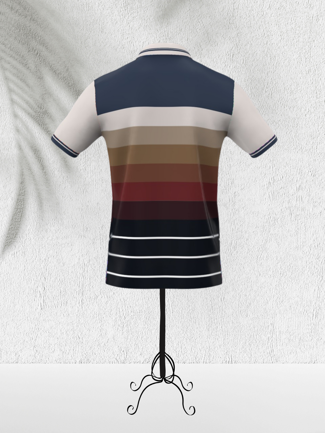 VANDEE - Gradient Striped Polo T-Shirt