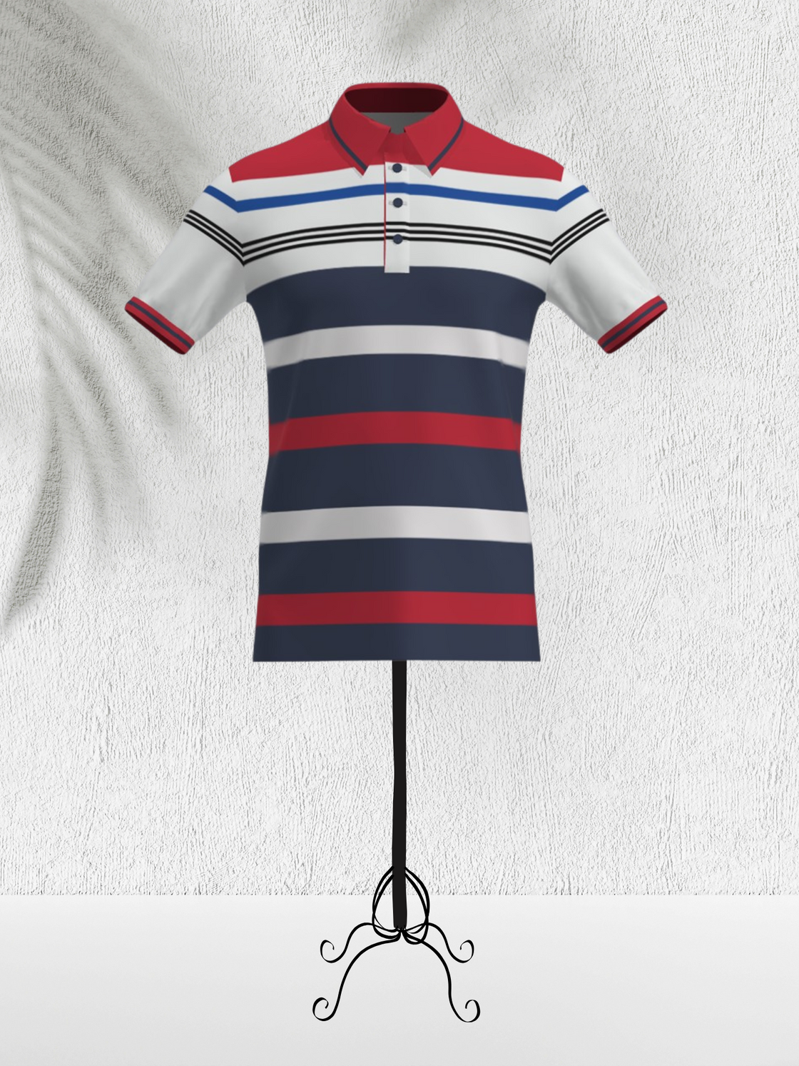 VANDEE - Red Classic Striped Polo T-Shirt