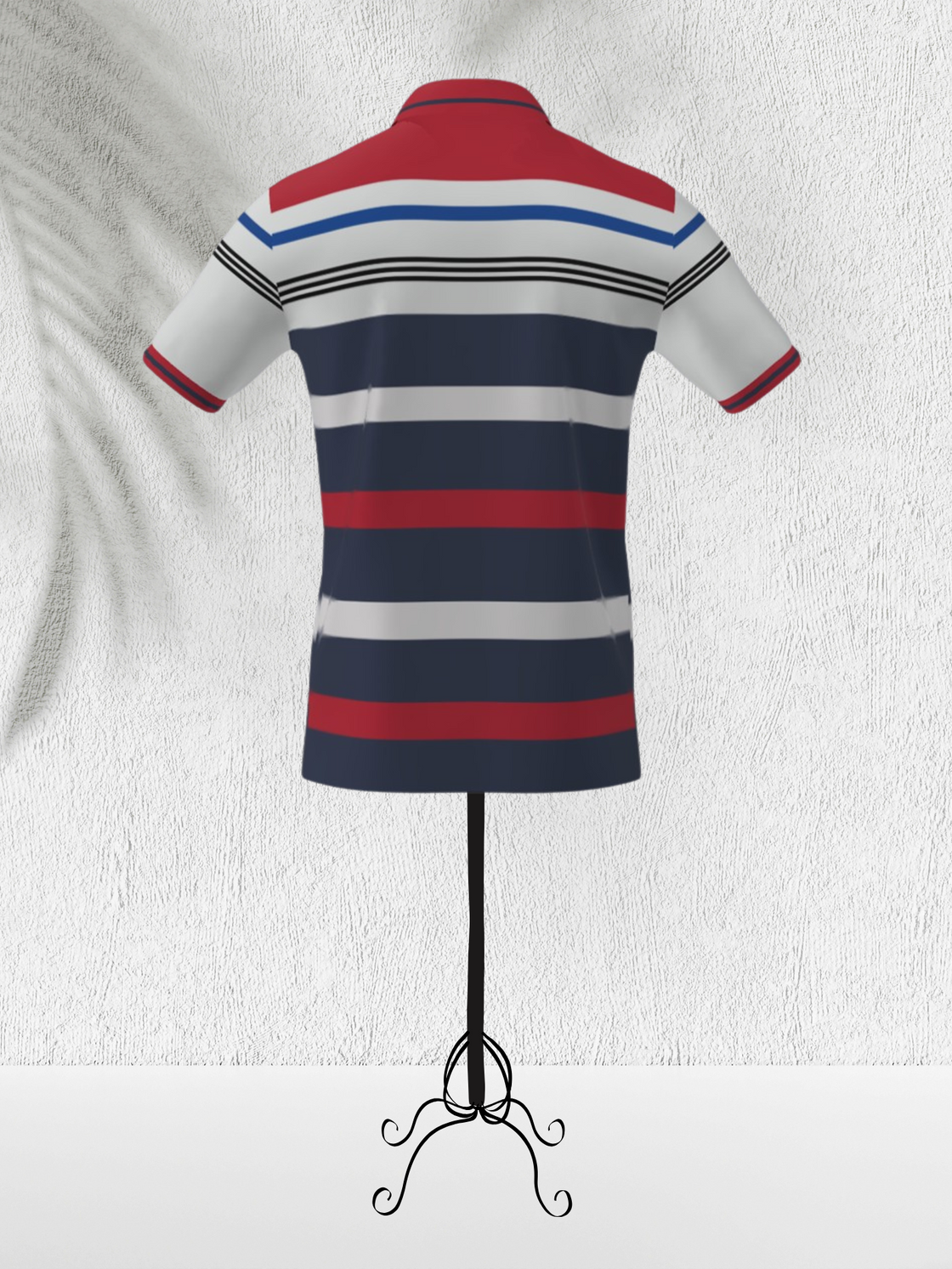 VANDEE - Red Classic Striped Polo T-Shirt