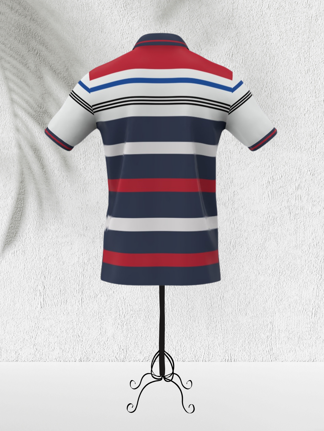 VANDEE - Red Classic Striped Polo T-Shirt
