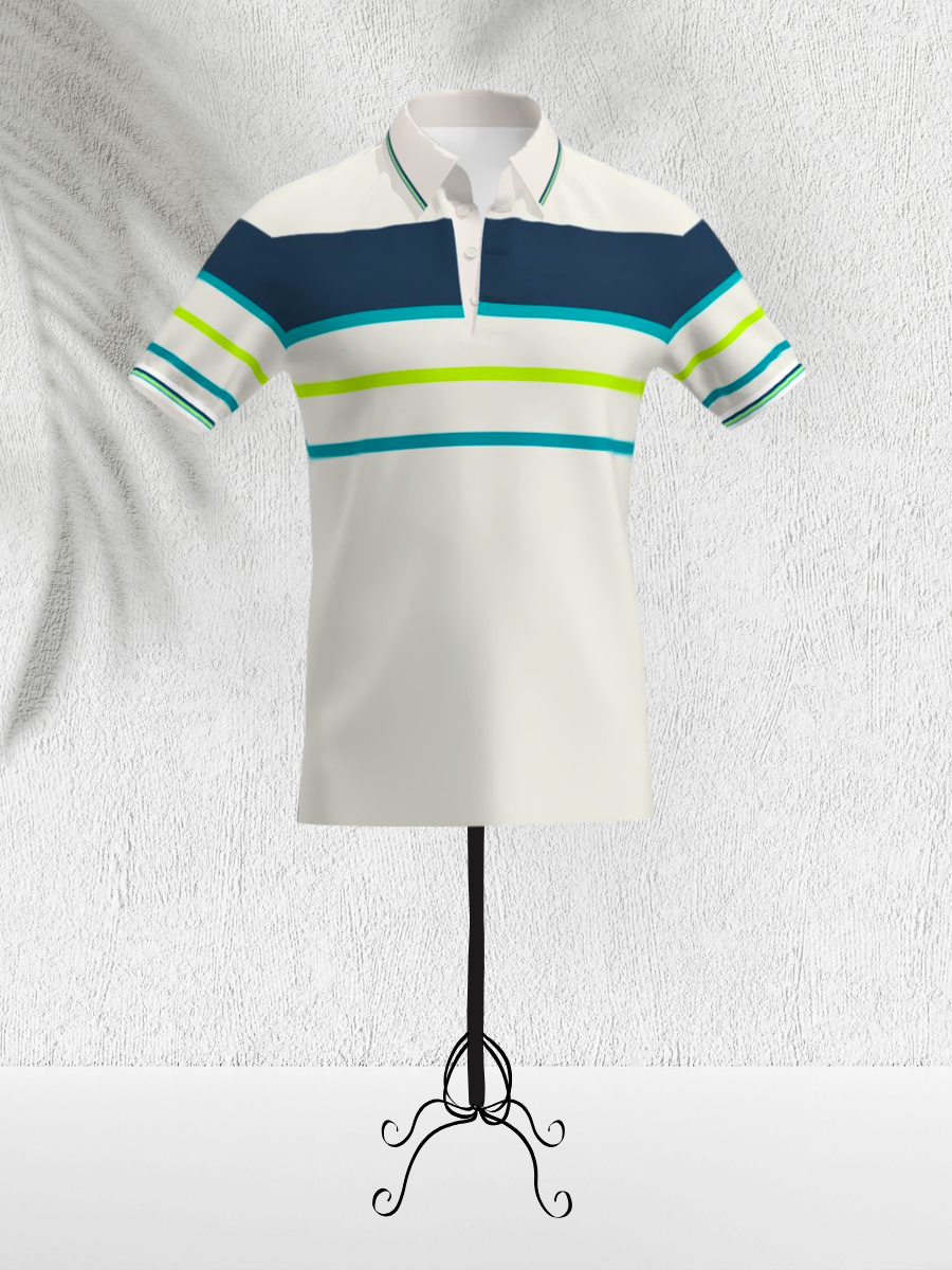 Front Open – Striped Polo Shirt