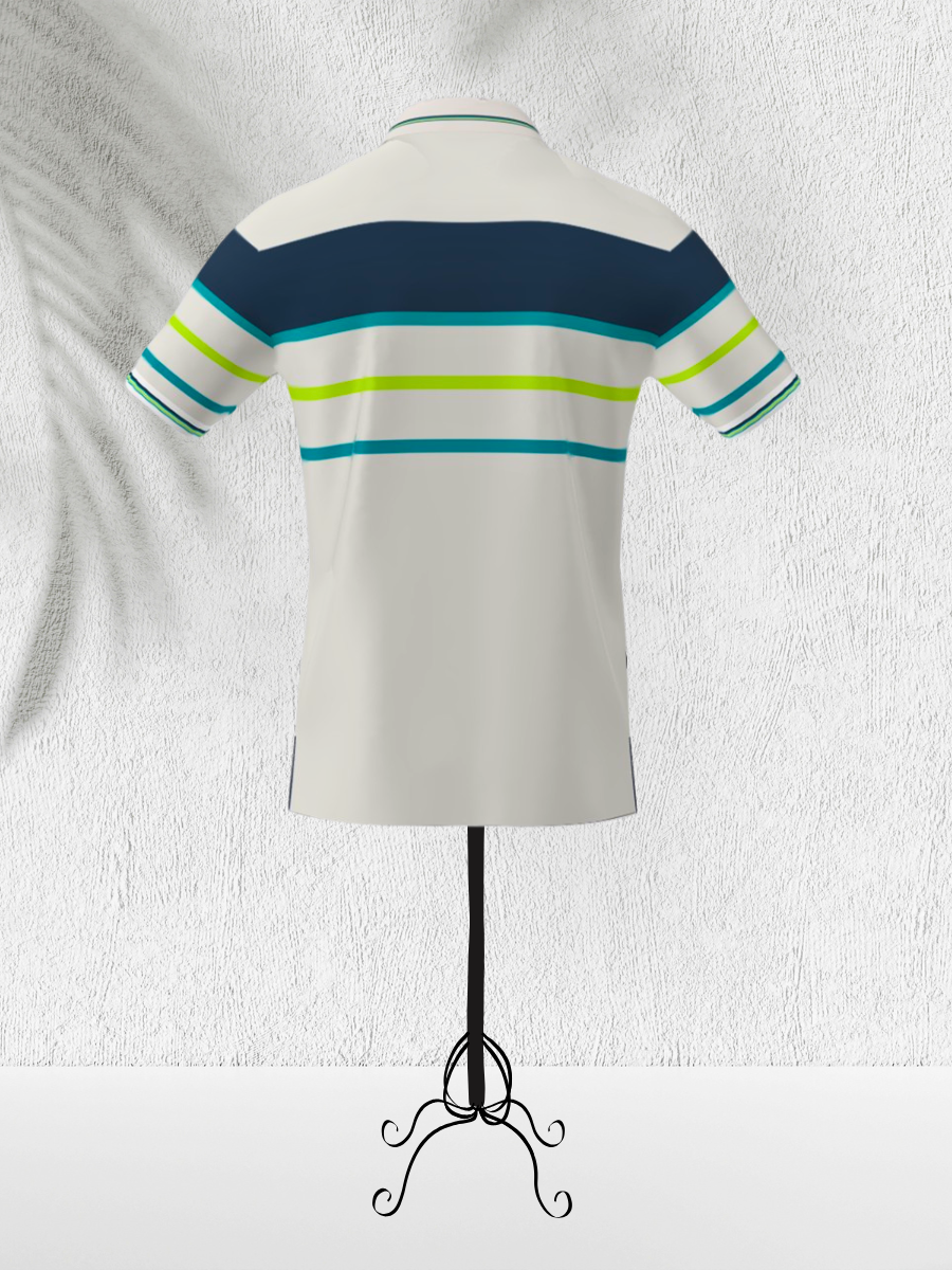 Front Open – Striped Polo Shirt