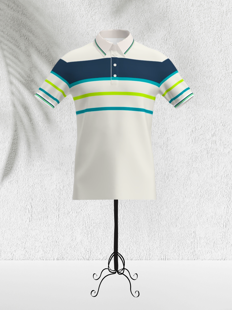 Front Open – Striped Polo Shirt