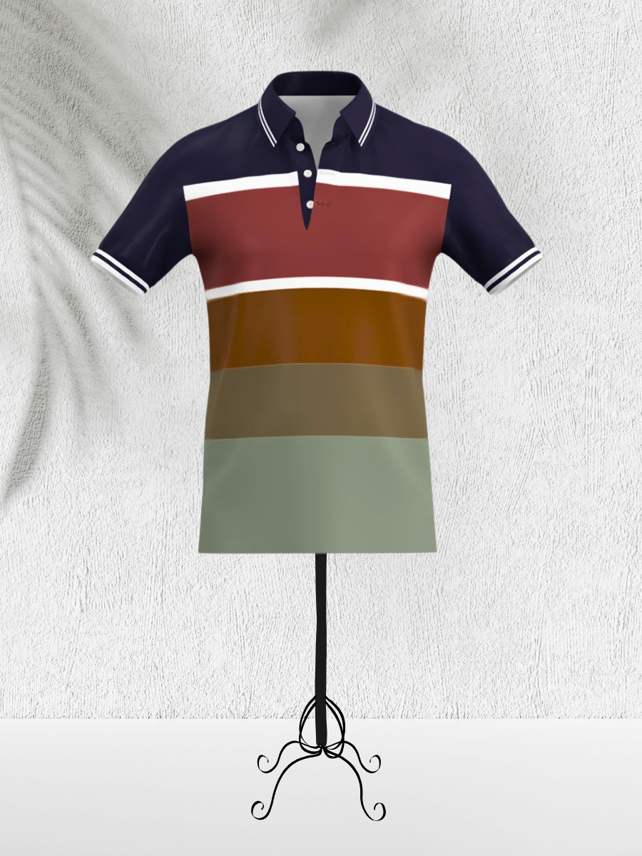 Front Open – Bold Multi-Tone Polo Shirt