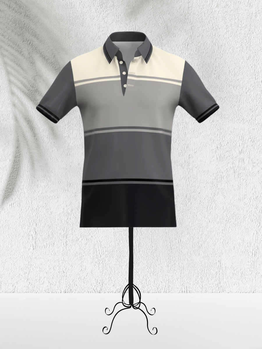 Black & White Button Polo Shirt (Monochrome Edition)