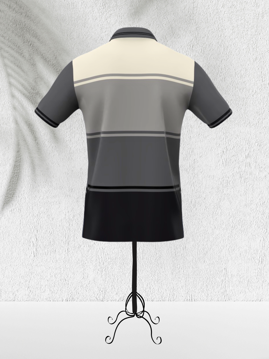 Black & White Button Polo Shirt (Monochrome Edition)