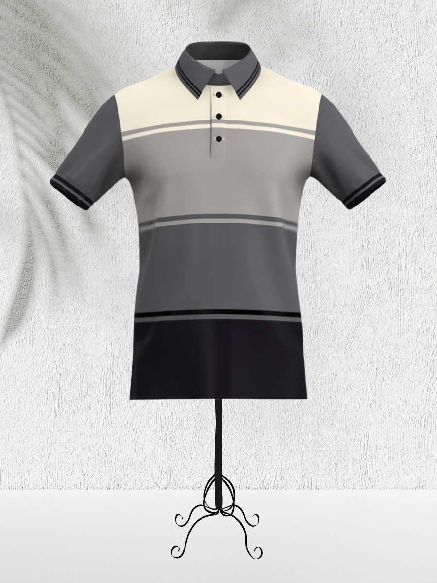 Black & White Button Polo Shirt (Monochrome Edition)
