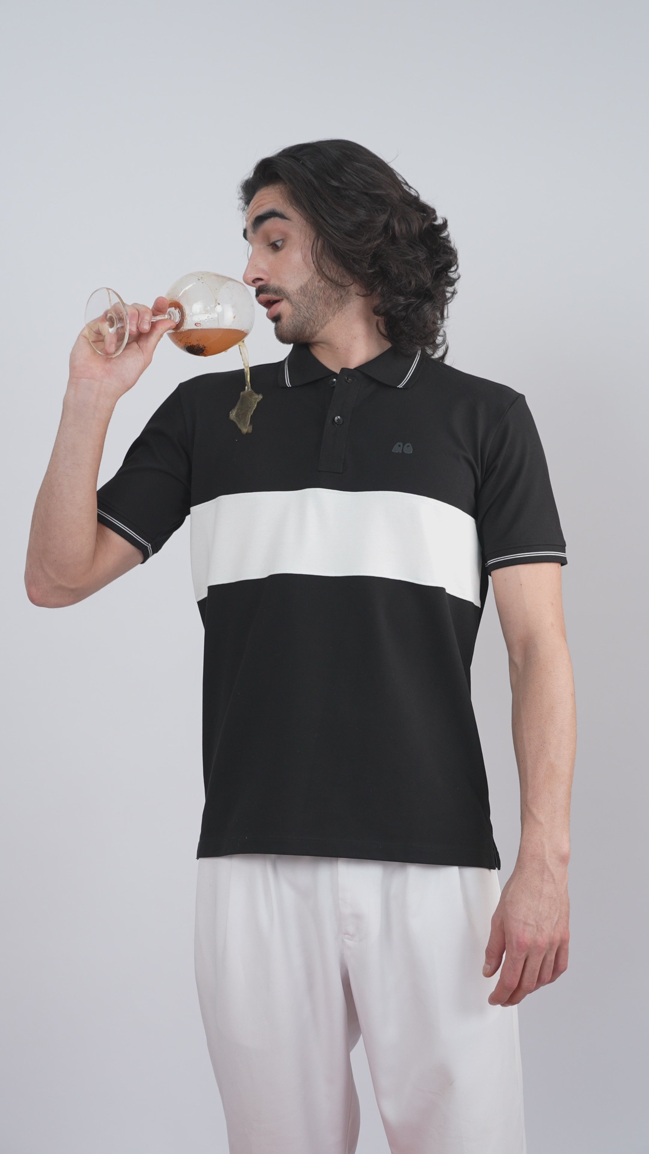 Men's  - Black Organic Cotton Polo T-Shirt with Anti Stain, Anti-Microbial Protection.