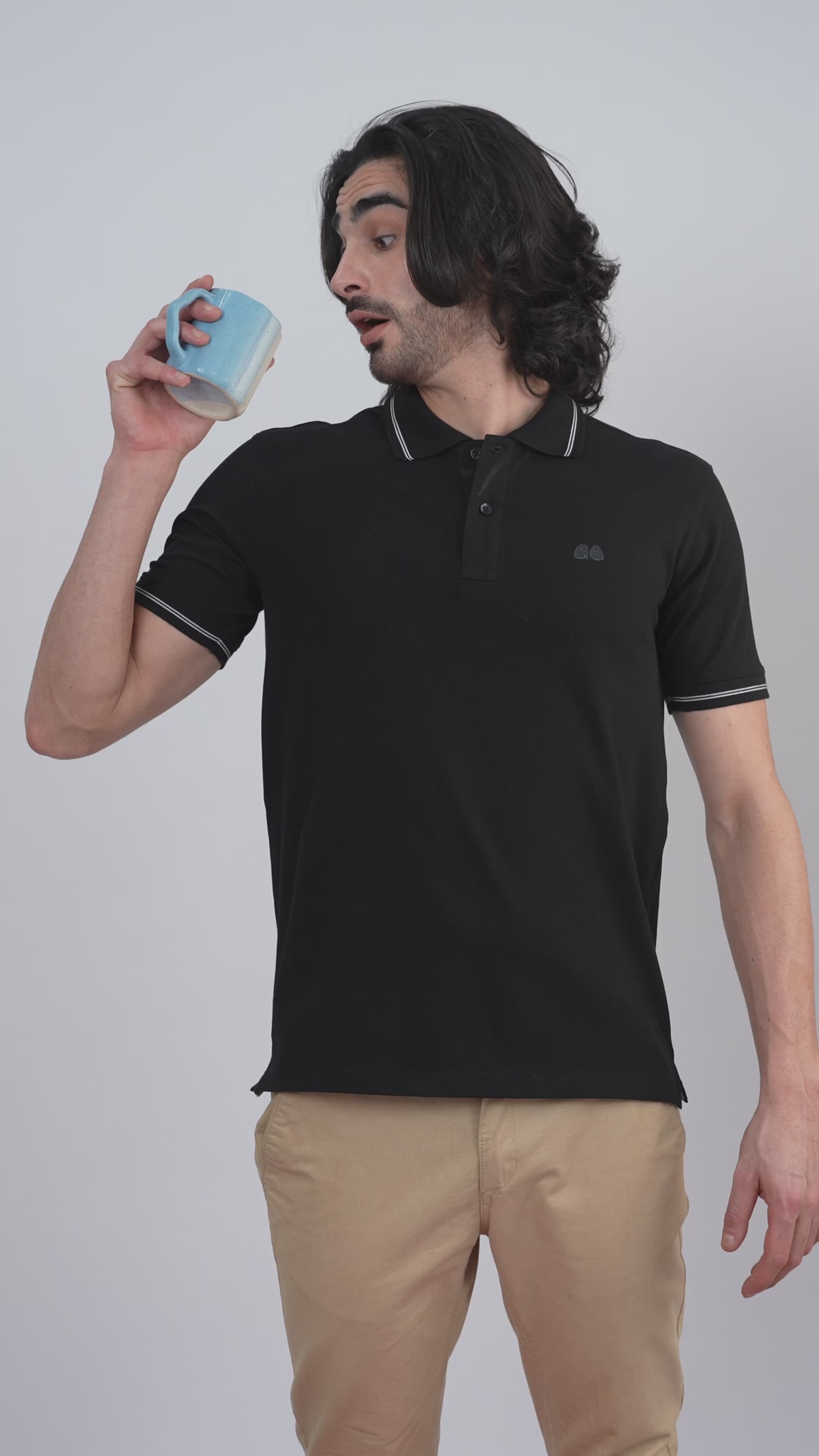 VanDee Men's Classic Black Organic Cotton Polo T-Shirt with Anti Stain, Anti Odor Finish.
