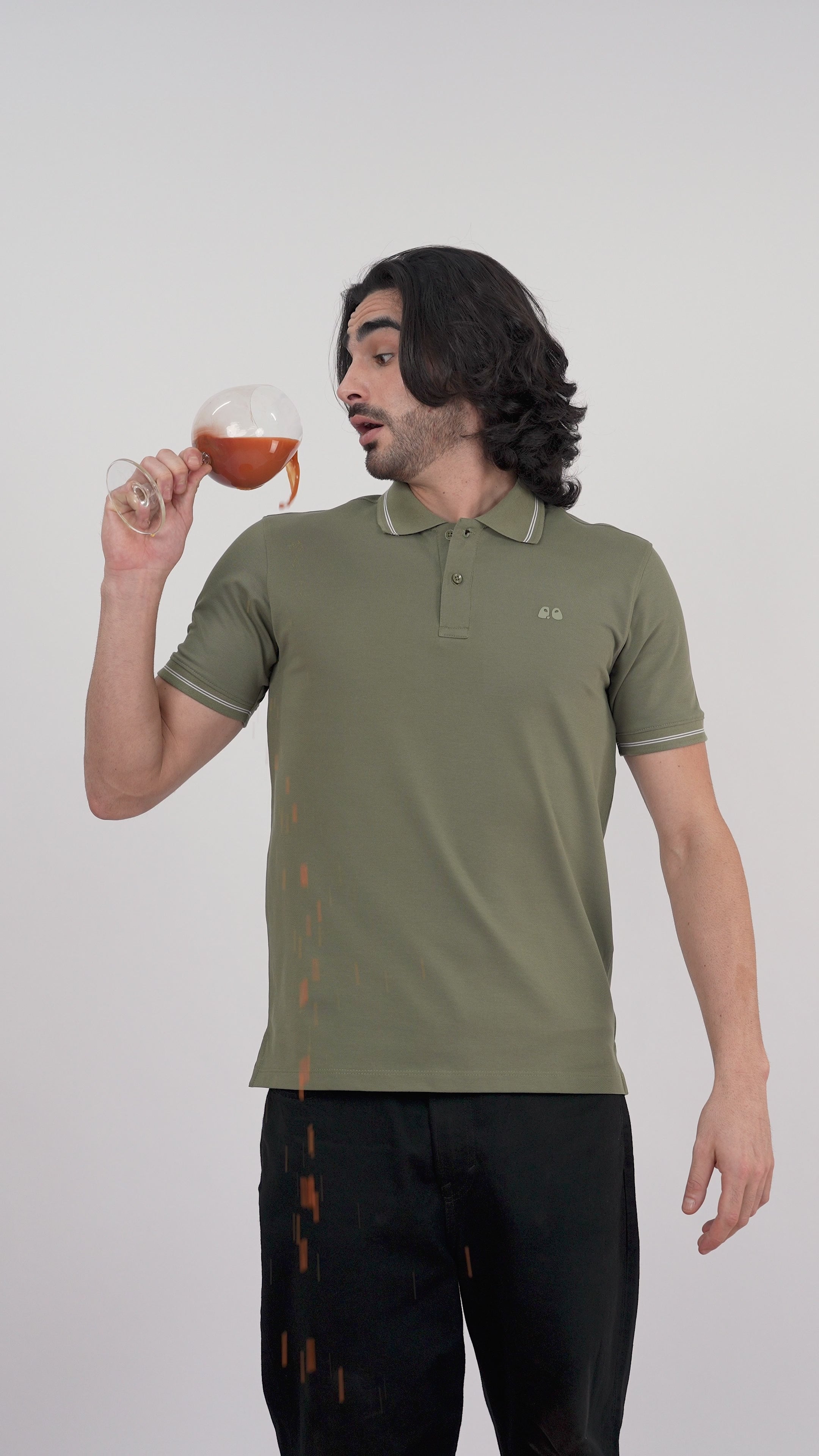 Men's Olive Green Anti-Stain Anti-Odor Cotton Polo T-Shirt