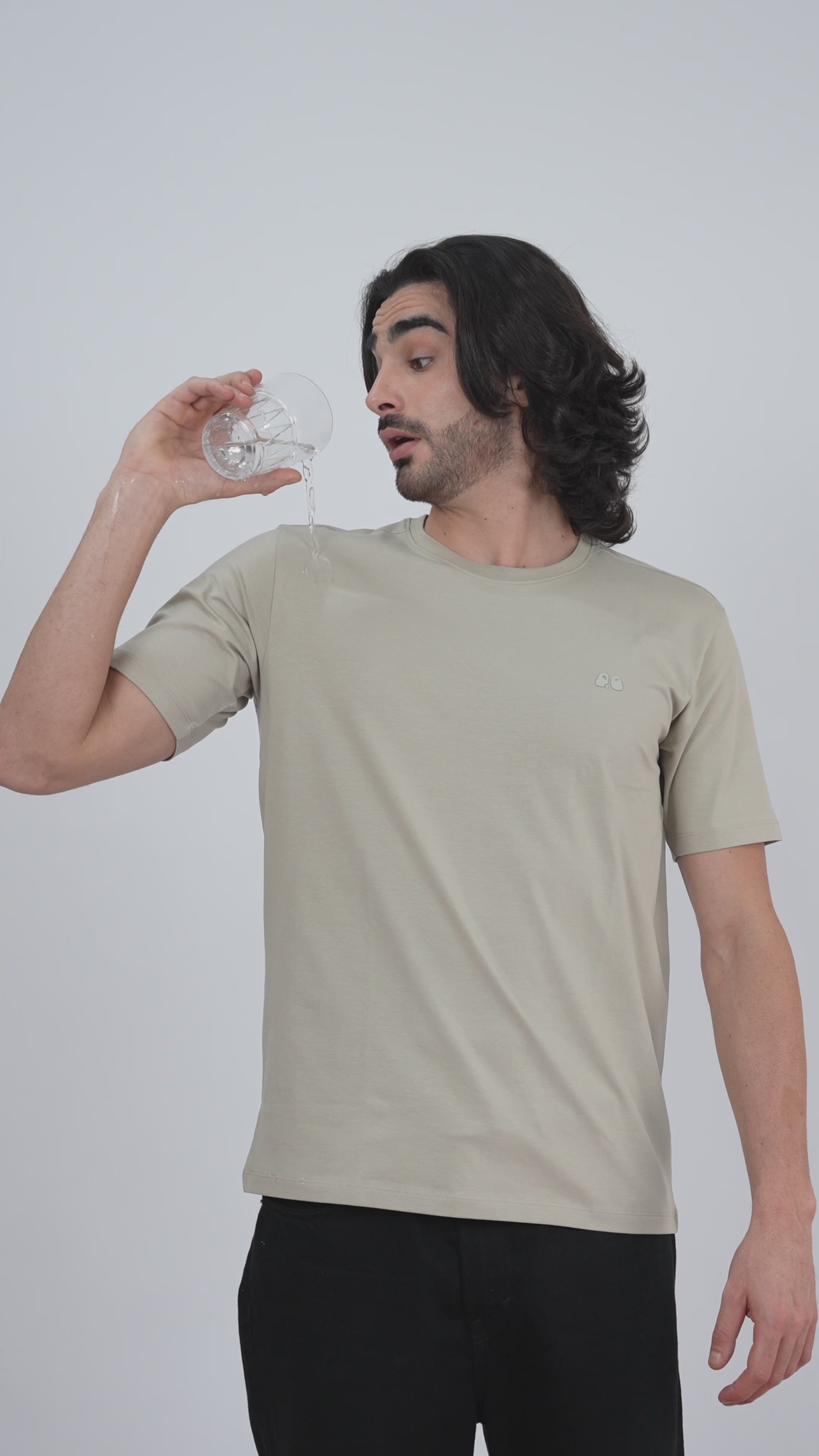 VanDee Classic Organic Cotton Anti-Stain, Anti-Odour Round Neck T-Shirt -Beige