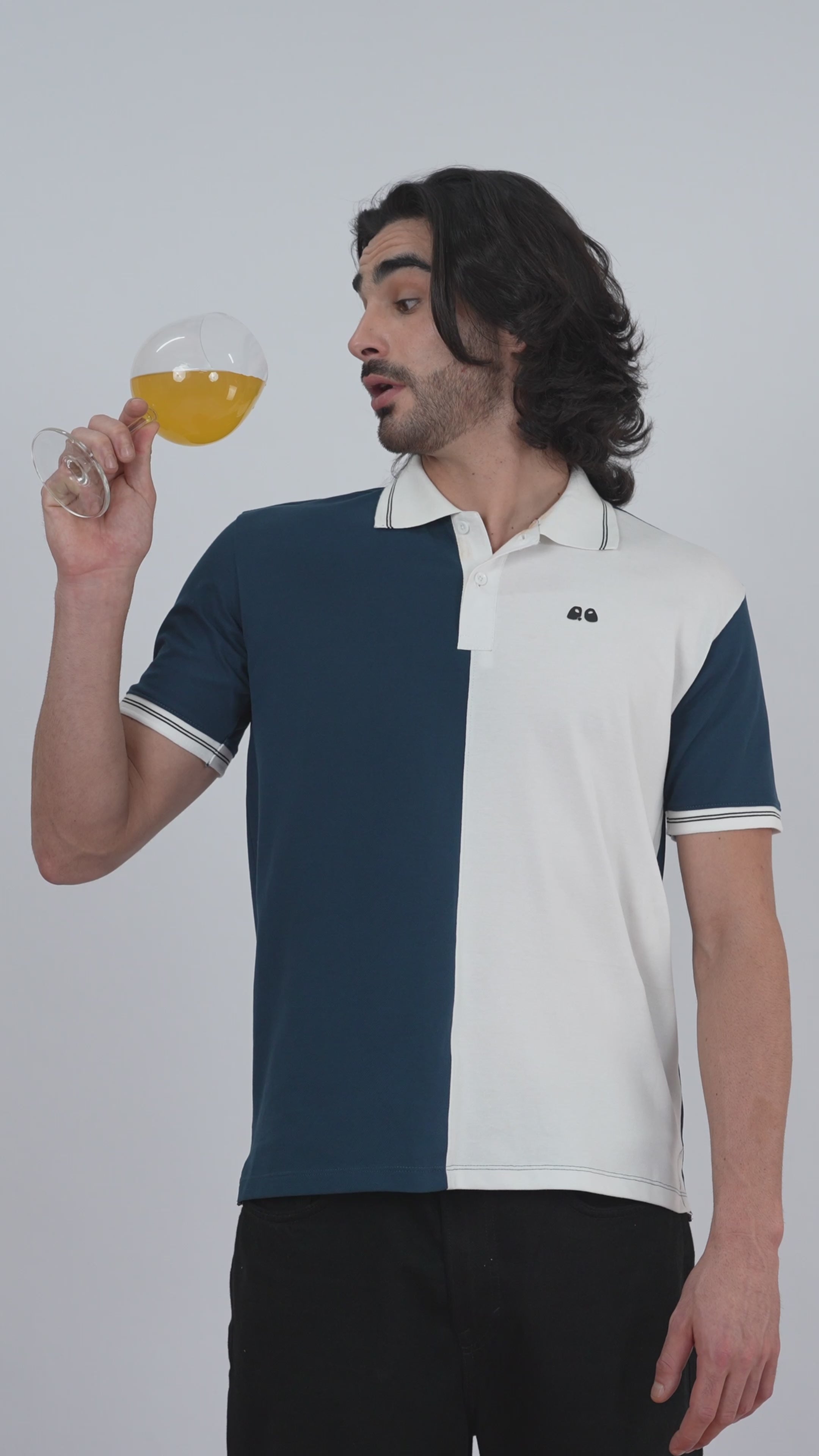 Men's Organic Cotton Polo T-Shirt with Anti Stain, Anti-Microbial Protection, Stain-Release -  Blue & White